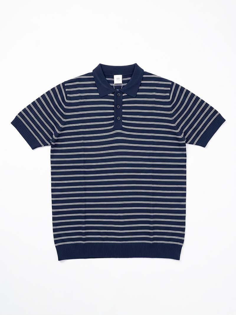 Striped Knit Polo Shirt