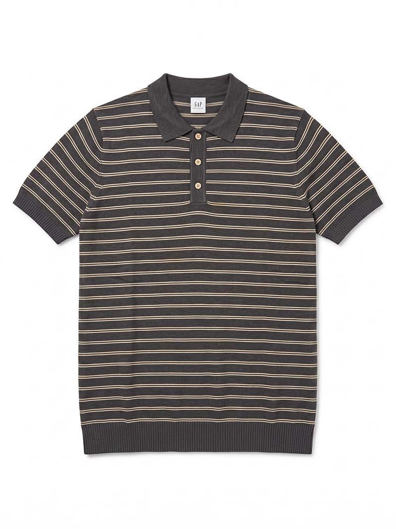 Gap Striped Knit Polo Shirt