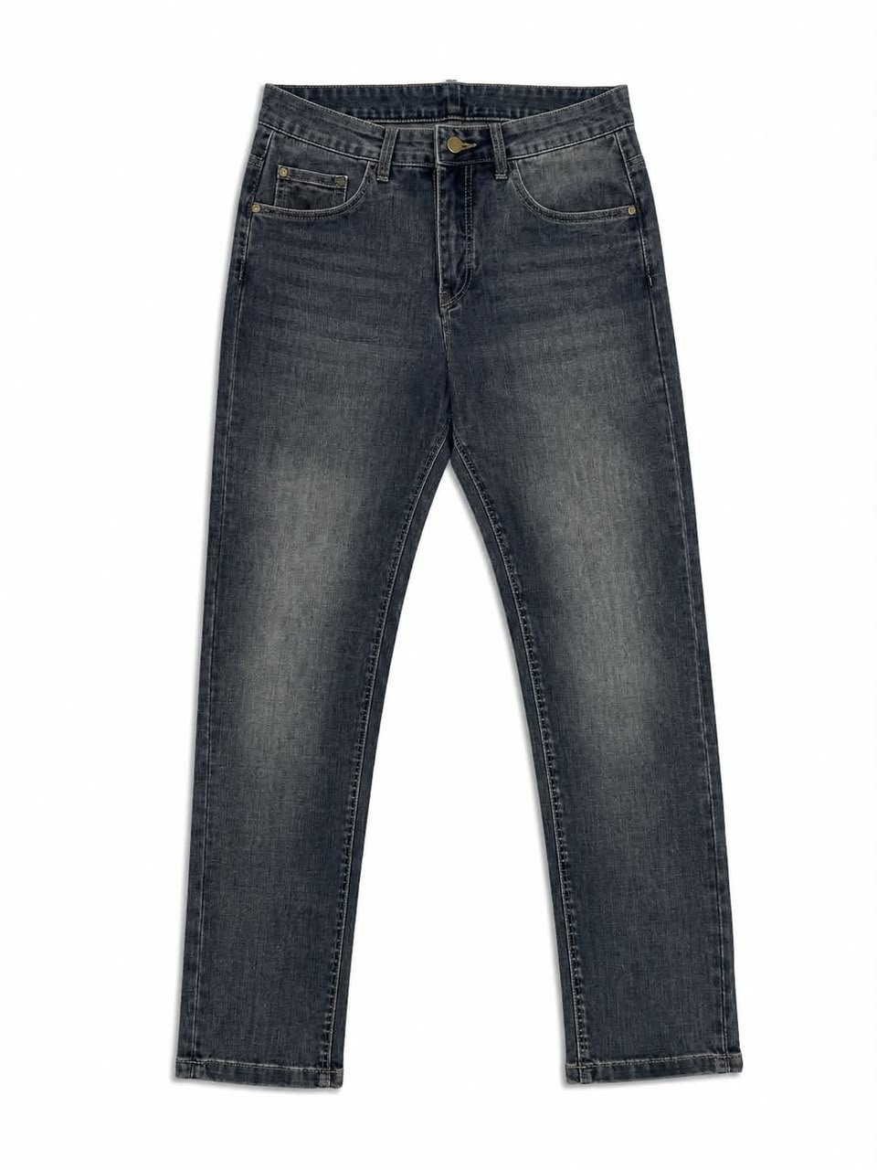 Casual Washed Blue Cuffed Jeans