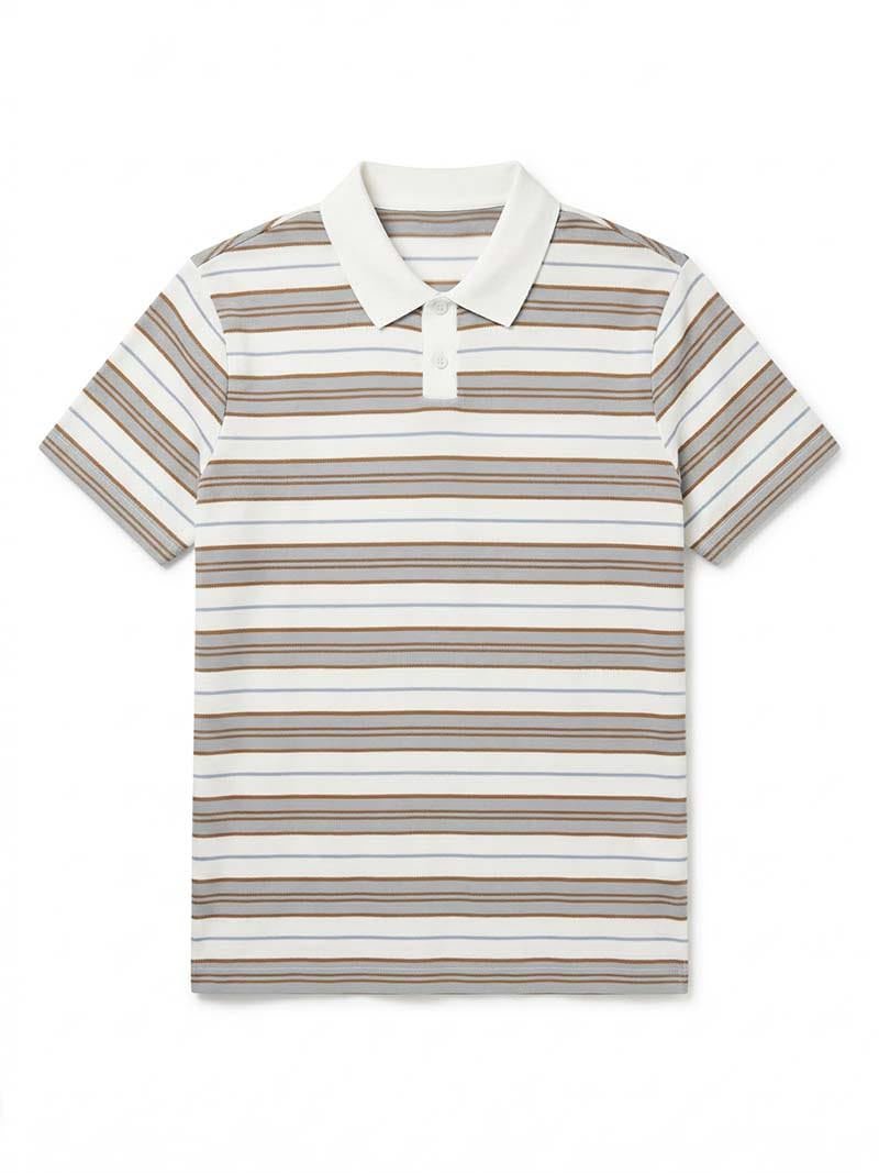Multi-Color Horizontal Striped Polo Shirt