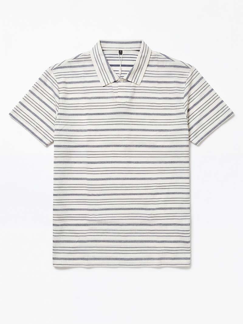 Fine Horizontal Striped Polo Shirt
