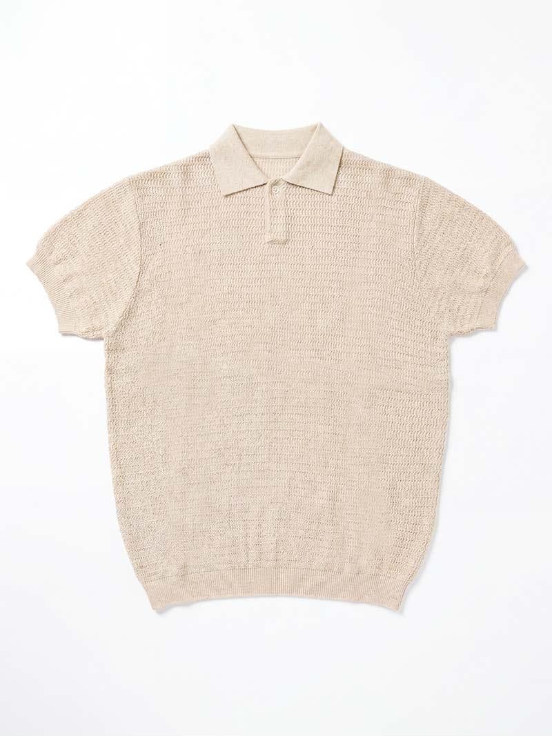 Knit Polo Shirt Beige