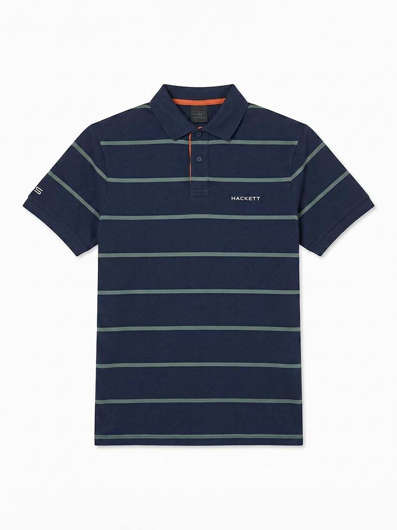 Hackett Navy Blue Striped Cotton Polo