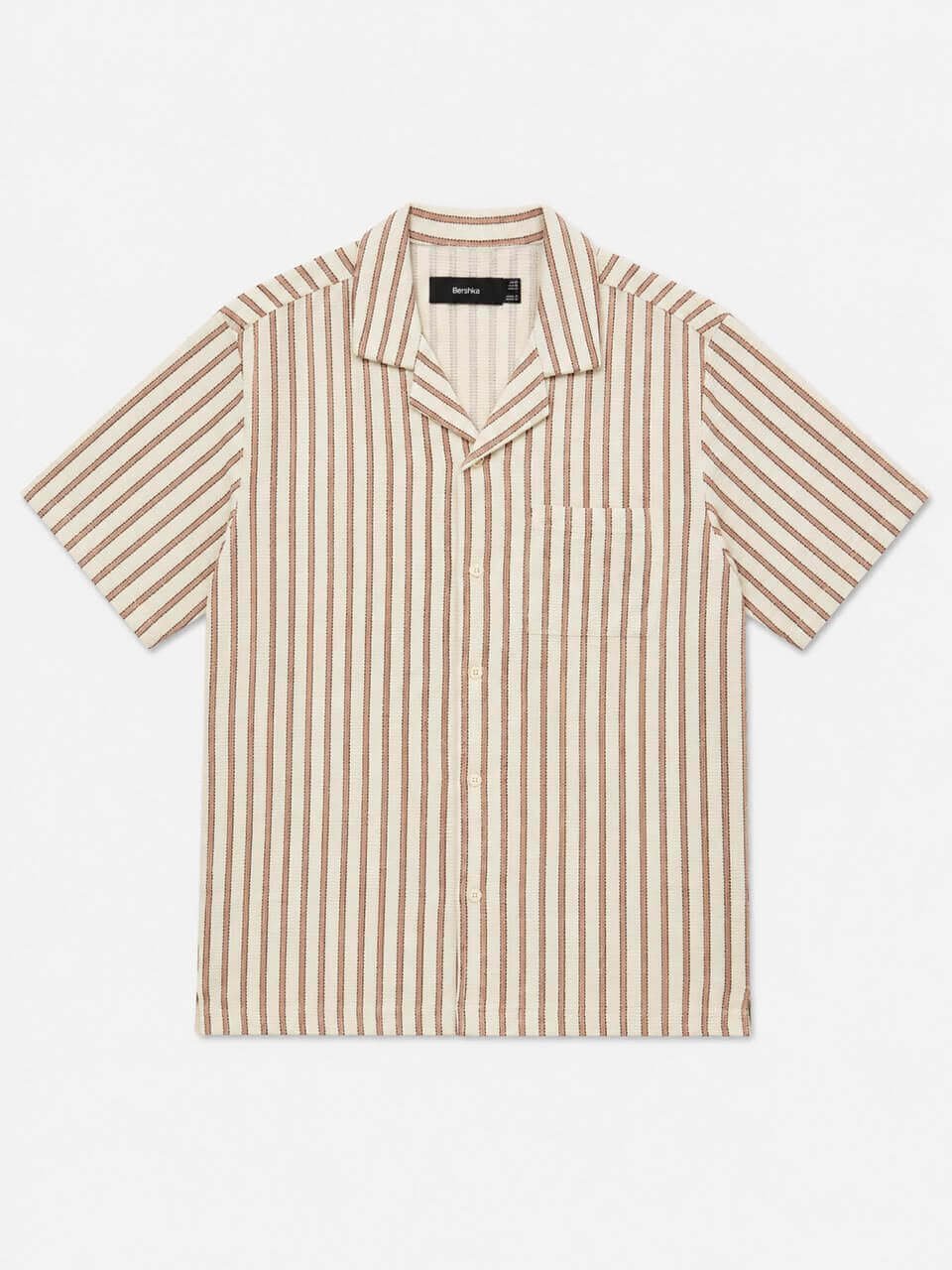 Bershka Striped Short Sleeve Linen Shirt